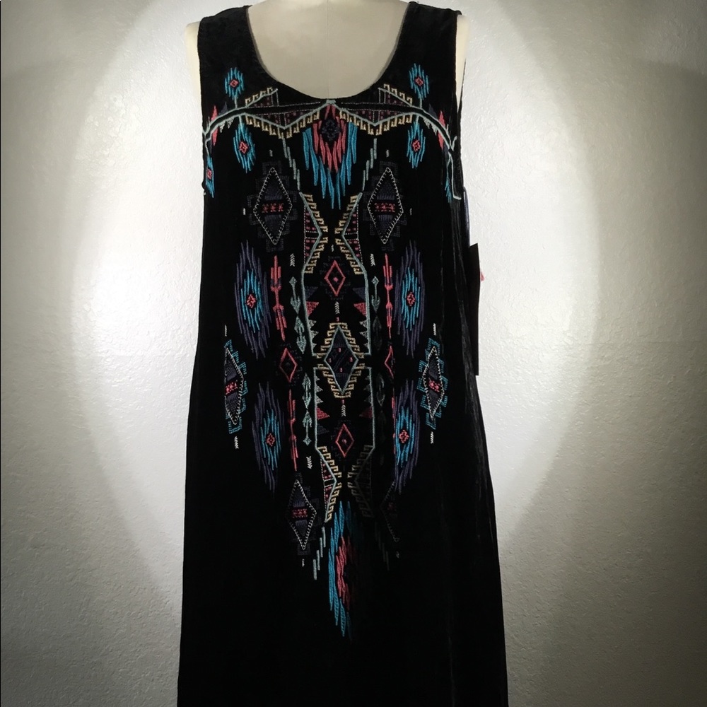 Johnny Was Velvet Embroidered Ruidoso Dress M NWT